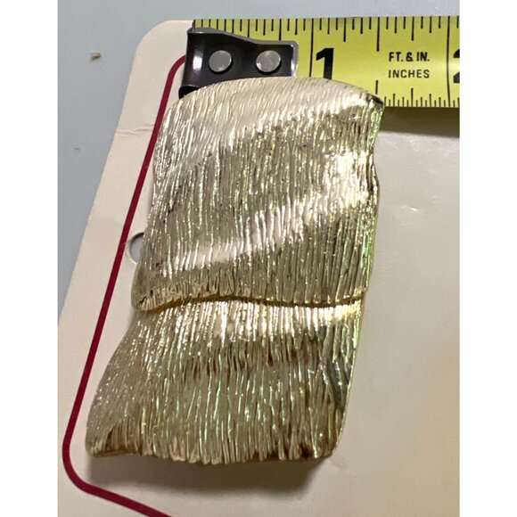 Vintage Belt Buckle Two Piece Gold-Tone Abstract Textured Art Deco No-Sew DIY - Picture 4 of 4
